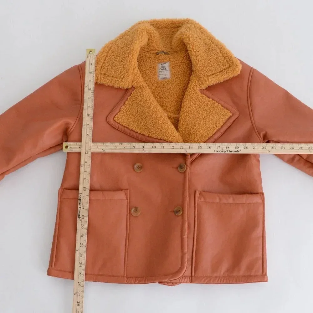 We The Free Kaja Vegan Bonded  Leather Peacoat Rust Bomber Jacket Boho M - Picture 4 of 12